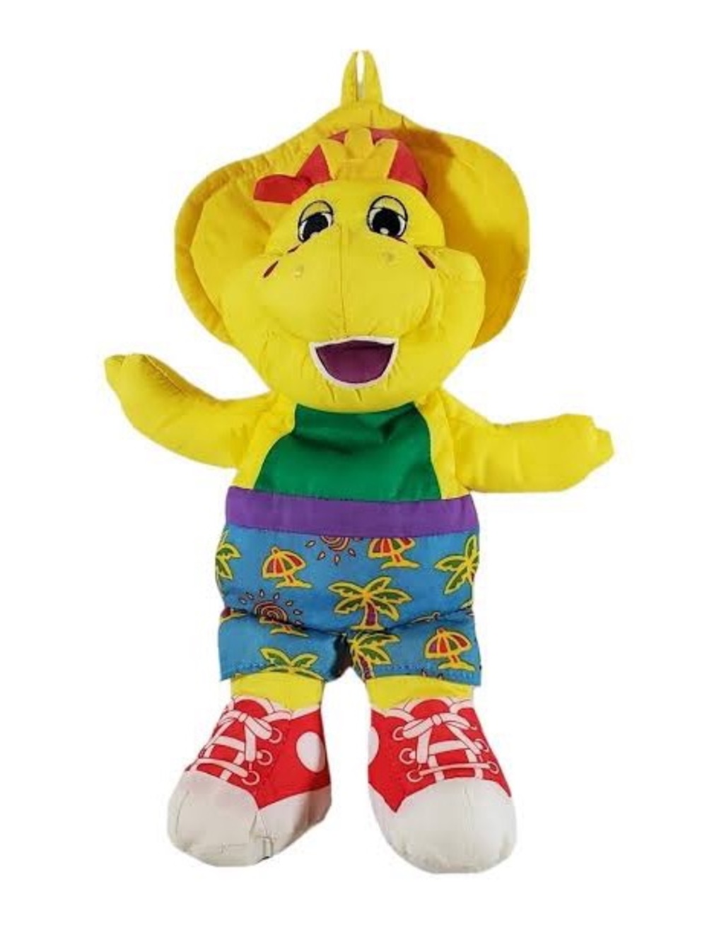 Vintage Playskool Barney BJ Yellow 12" Nylon Plush Water Toy Bath Tub Swim 1996